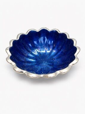 Julia Knight Peony 4” Petite Bowl Sapphire Blue Enamel Silver